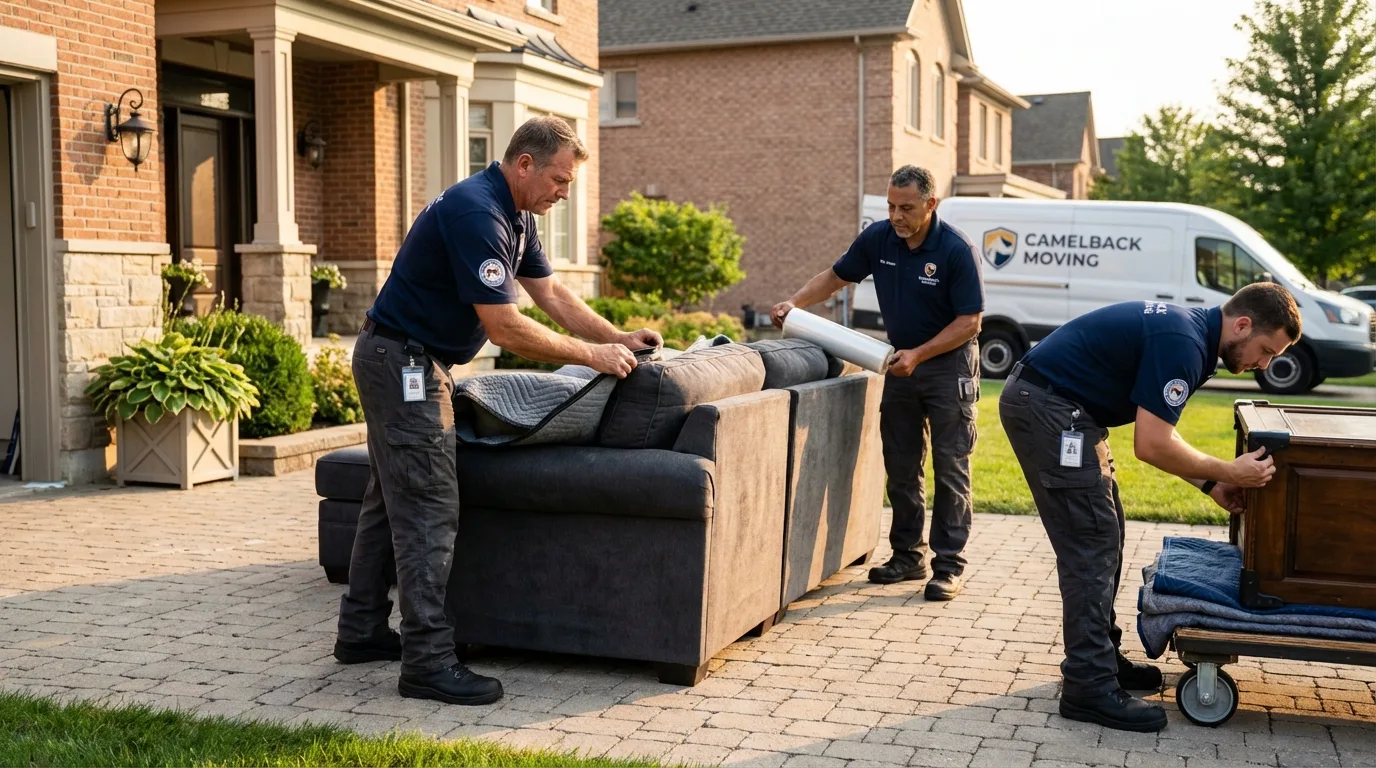 Large estate moving crew wrapping furniture in Fall Creek, WI