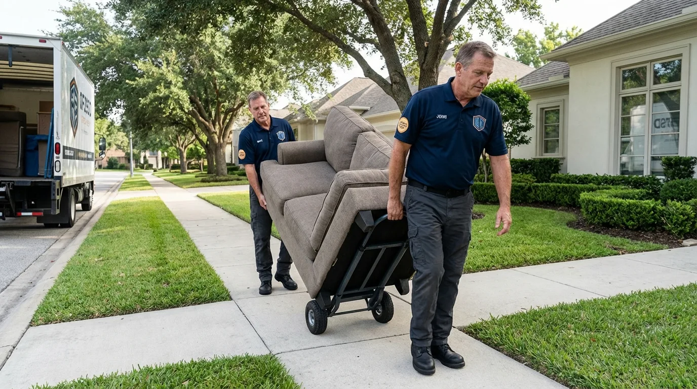 Local residential moving crew loading furniture in Fall Creek, WI